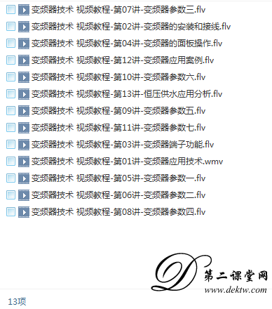 变频器应用视频教程13讲 百度云资源 全套教学视频下载