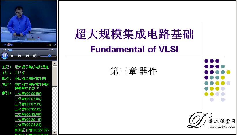 超大规模集成电路基础视频教程 齐洪钢 中国科学院