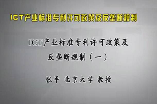 ICT产业标准专利许可政策及反垄断规制视频教程 8讲 张平 北京大学