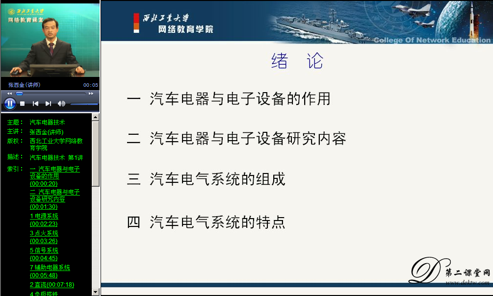 汽车电器技术视频教程 张西金 西北工业大学